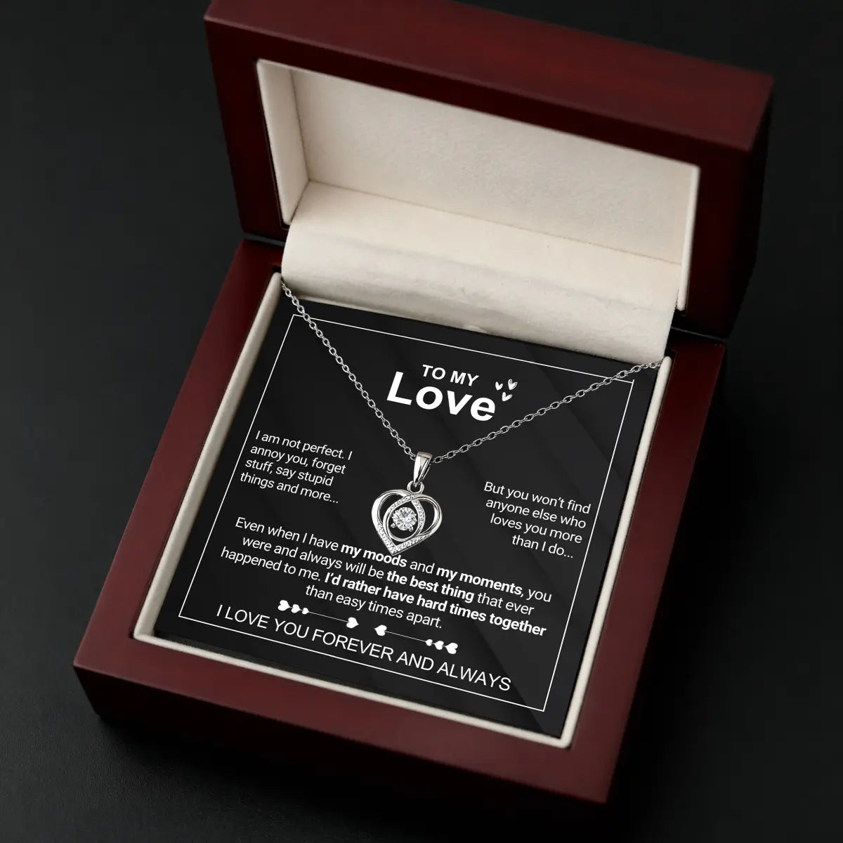 To My Wife - Forever & Always Heart Necklace