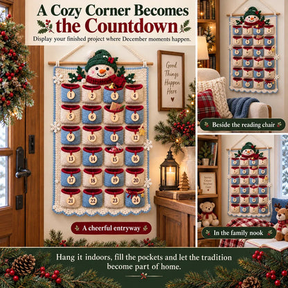🧶 DIY Crochet Advent Calendar Kit | 24 Refillable Pockets, 4 Christmas Characters & Complete Crochet Materials 🎄