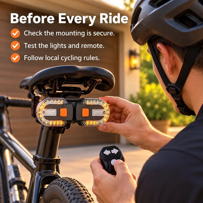 Bicycle Rear Turn Signal Light with Directional Remote