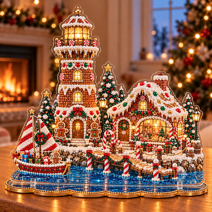 🎄 Christmas Lighthouse Village – DIY Sparkling Diamond  2D Art Decoration Kit